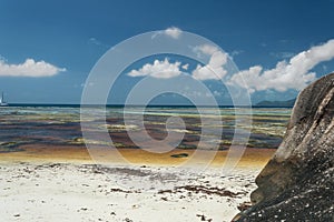 Anse Source d`Argent - beautiful Beach on tropical island La Digue in Seychelles