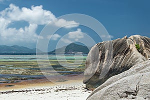 Anse Source d`Argent - beautiful Beach on tropical island La Digue in Seychelles