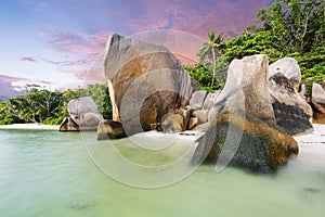 Anse Source d`Argent tropical beach in Seychelles photo