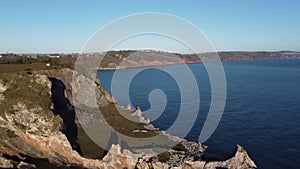 Anstey\'s Cove, South Devon, England: DRONE VIEWS: Limestone Quarry and Agatha Christie\'s haunt (Clip 4)