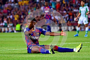Ansu Fati plays at the La Liga match between FC Barcelona and Real Betis