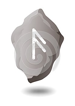 DRAWN RUNE ANSUZ ON A GRAY STONE