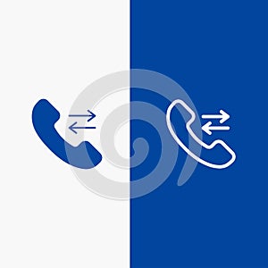 Answer, Call, Contact us Line and Glyph Solid icon Blue banner Line and Glyph Solid icon Blue banner
