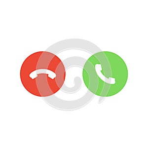 Answer and decline phone call buttons. Vector icon