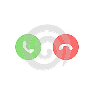 Answer and decline phone call buttons. Vector illustration icon. Phone call. Telephone sign.