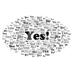 Answer Yes. Typography word cloud illustration. Vector isolated on white.