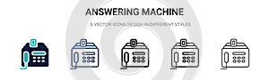 Answering machine icon in filled, thin line, outline and stroke style. Vector illustration of two colored and black answering