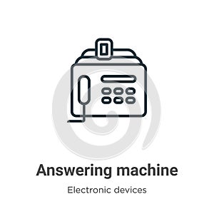 Answering machine outline vector icon. Thin line black answering machine icon, flat vector simple element illustration from