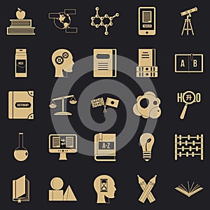 Answers on questions icons set, simple style