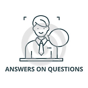Answers on questions line icon, vector. Answers on questions outline sign, concept symbol, flat illustration
