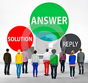 Answers Solution Reply Response Problems Concept photo