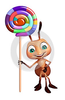 Ant cartoon character with lollypop