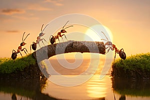 Ant Colony Cooperation Symbolizing Teamwork Leadership And Collective Problem Solving