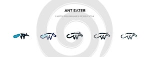 Ant eater icon in different style vector illustration. two colored and black ant eater vector icons designed in filled, outline,