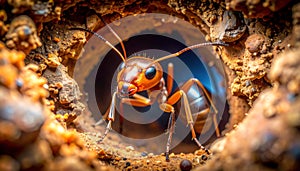 Ant Emerging from Nest