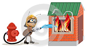 Ant firefighter extinguishes house