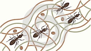 Ant Maze Pattern Vector, Problem Solving and Intelligence, vector design Generative AI