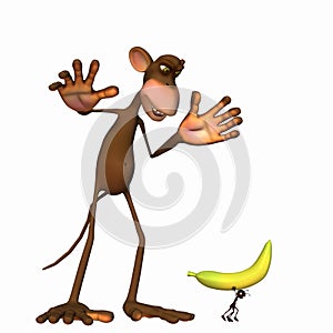 Ant Stealing a Banana