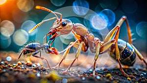 Ant vs Antlion A Thrilling Macro Showdown Witness the Epic Struggle of Tiny Predators and Prey in Stunning photo