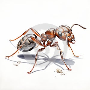 Ant On White Background: Magali Villeneuve Style 32k Uhd Painted Illustrations