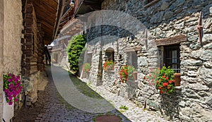 Idyllic sight in the beautiful village of Antagnod in the Ayas Valley, Aosta Valley, Italy. photo