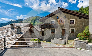 Idyllic sight in the beautiful village of Antagnod in the Ayas Valley, Aosta Valley, Italy. photo