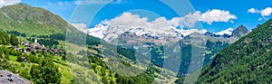 Idyllic sight in the beautiful village of Antagnod in the Ayas Valley, Aosta Valley, Italy. photo