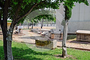 Antalya Antiquities Museum, backyard, Old sarcophagi in the courtyard