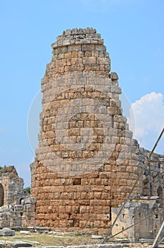 Antalya Perge ancient city, the agora, the ancient Roman empire, observation tower
