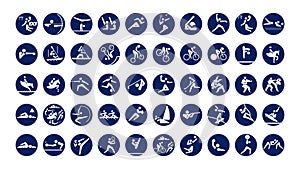 Antalya, Turkey - July 23, 2021: Collection of Tokyo 2020 olympics pictograms printed on paper