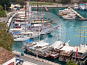 Antalya Turkey marina and old town kaleici view on cloudy day