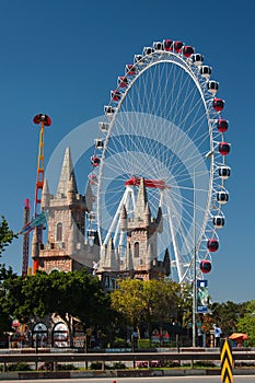 Antalya, Turkey - May 13, 2022: Aktur Park and Heart of Antalya amusement park near Migros 5M shopping mall, a popular meeting