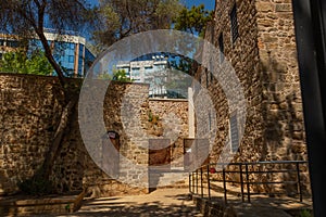 ANTALYA, TURKEY: Old fortress walls in Antalya old town or Kaleici.