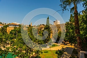 ANTALYA, TURKEY: Old fortress walls in Antalya old town or Kaleici.