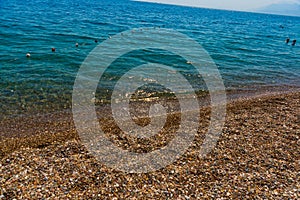 ANTALYA, TURKEY: Texture of sand and sea on the Konyaalti beach.