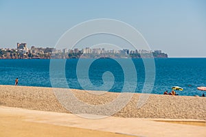 ANTALYA, Turkey: View of the city of Antalya and Konyaalti beach on a sunny day.