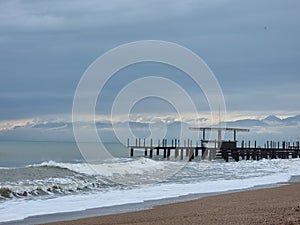 Antalya, Turkiye, coast line, beach, sand, water and sky photo