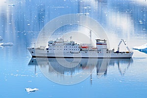 Antarctic cruise ship in Paradise Harbour