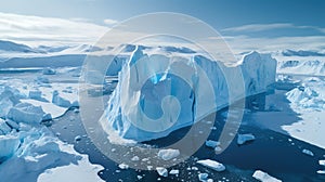 Antarctic Elegance. Drone\'s View of Icebergs Mirroring Nature\'s Sublime Design photo