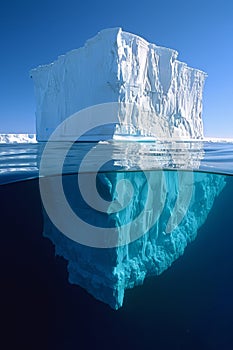 Antarctic iceberg drift symbolizing climate change, conservation efforts, and ozone layer threat