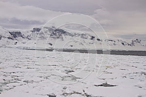 Antarctic peninsula with pack ice