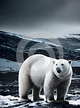 Antarctic polar bear in fantasystyle duotone.