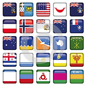 Antarctic and Russian Flags Square Buttons