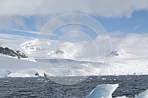 Antarctic Shore covered with snow