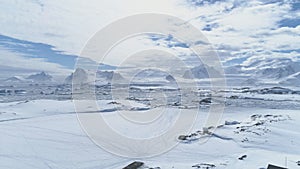 Antarctic vernadsky station majestic aerial view