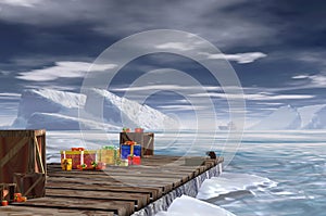 antarctic wooden pier