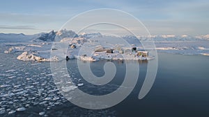 Antarctica coast vernadsky station aerial view