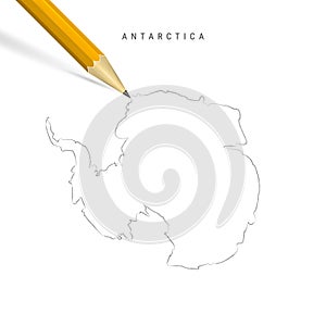 Antarctica freehand pencil sketch outline vector map isolated on white background