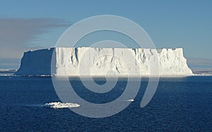 Antarctica ice cold icebergs sea and blue sky