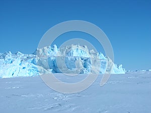 antarctica ice icebergs sea snow winter day